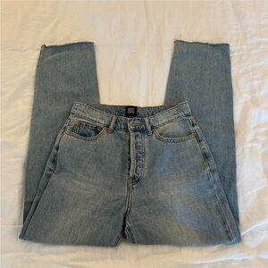 BDG High-Waisted Slim Straight Jeans in Light Blue Wash Denim